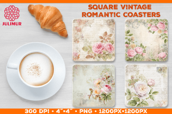 Download Vintage Romantic Square Coasters PNG - Romantic Collection