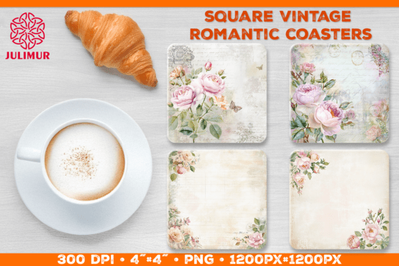 Download Vintage Romantic Square Coasters PNG - Romantic Collection