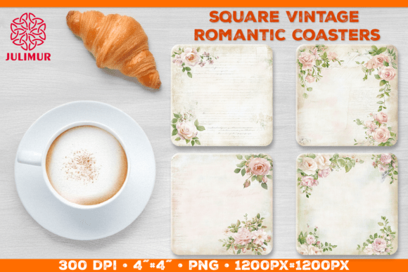 Download Vintage Romantic Square Coasters PNG - Romantic Collection