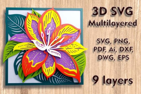 Download Orchid 3D SVG Multilayer Cutting Files - Cutting file Collection